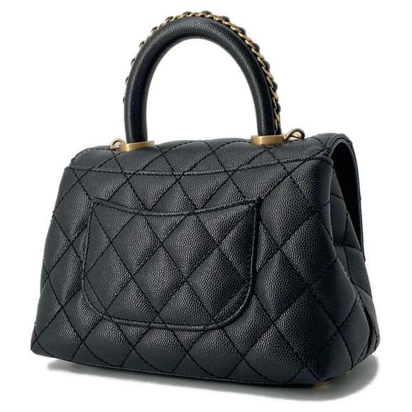 Chanel Bag Handle Mini Top Coco Black Mark Flap - Picture 1 of 12